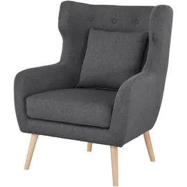 Home Affaire Ohrensessel HOME AFFAIRE "Yamuna", grau (anthrazit), H:100cm T:85cm, Sessel, Ohrensessel, mit Sitzpolsterung, Gestell und Füße aus Massivholz, Sitzhöhe 47 cm