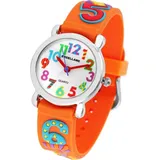 Excellanc Kinderarmbanduhr, Silikonarmband - Silber/Orange
