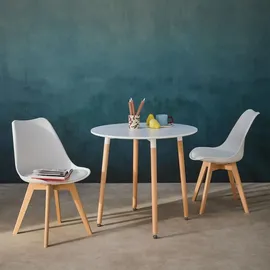 sweeek - Runder Tisch skandinavisch Holz 2 Stühle