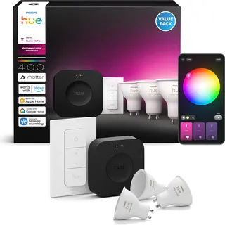 Philips Hue Starter Kit 3 GU10 bulbs + Dimmer switch + Bridge Pro
