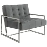 s-style möbel Loungesessel Mit Silber, Metall Füßen Aus Grau, Samtstoff