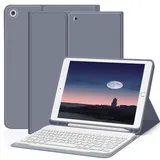 ZOYU Hülle mit Tastatur für iPad 9. 8. 7. Generation 2021 2020 2019, iPad 9/8/ 7 10,2 Zoll Hülle mit Tastatur, Bluetooth Keyboard Folio mit Stifthalter, QWERTZ Layout, Violett