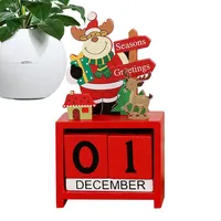 Weihnachts-Adventskalender, Holz-Weihnachts-Block-Kalender, Tisch-Schreibtisch-Kalender, Dekoration für Bücherregale, Schlafzimmer, Zuhause Founcy