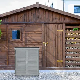 Relaxdays Gartenschrank 97 x 86,5 x 47 cm Grau