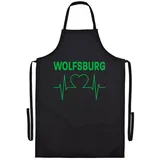 multifanshop Grillschürze Wolfsburg - Herzschlag - Schürze schwarz