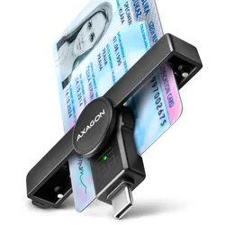 AXAGON CRE-SMPC USB-C Smart card/ID card PocketReader, USB Typ-C, Schwarz, 9 g