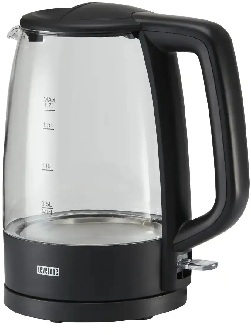 levelone Wasserkocher  WK-1719GS , schwarz , Glas,Kunststoff,Metall , Maße (cm): B: 21,5 H: 24,5 T: 15.0