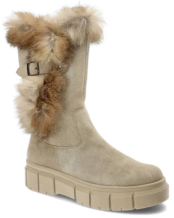 Beige Stiefel Armodo Mit Echtem Kaninchenfell, 40