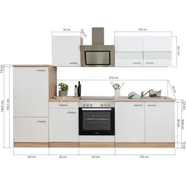 Respekta Küchenzeile Economy Eiche Sonoma Sägerau Nachbildung E-Geräte 270 cm weiß