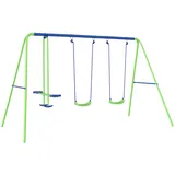 Outsunny Schaukelgestell mit 2 Schaukeln und Wippe Metall Grün