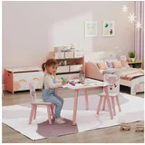 zonekiz Kindersitzgruppe mit Tiermotiv 60 x 44 x 60 cm Kiefer lackiert rosa