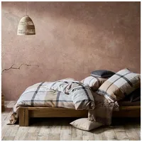 FLEURESSE gewebte Edelflanell Bettwäsche Lech Tullamore beige grau