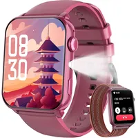 Blackview Smartwatch Herren Damen, Bluetooth-Anrufe/LED-Leuchten/2 Armbänder