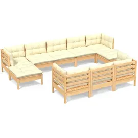 vidaXL Garten-Lounge-Set 10-tlg. creme Kiefer