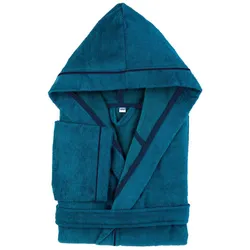 PANA® Frottier Unisex Baumwolle Bademantel mit Kapuze • Saunamantel • Damen Bademantel • Herren Bademantel mit Kapuze • bathrobe men • weiches Material • knielang