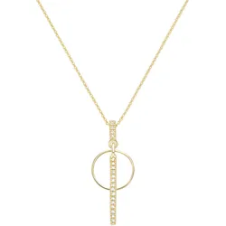 Kette mit Anhänger LUIGI MERANO "Anhänger Ring & Stab, mit Brillanten, Gold 585", gold, Halsketten, Damen, 45cm, Gelbgold 585