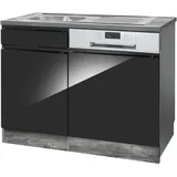 kochstation Spülenschrank KS-Virginia 110 x 60 x 85 cm Schwarz