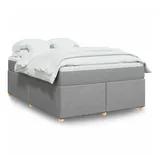 vidaXL Boxspringbett mit Matratze Hellgrau 140x200 cm Stoff