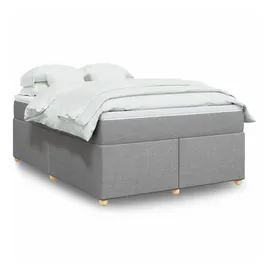 vidaXL Boxspringbett mit Matratze Hellgrau 140x200 cm Stoff