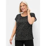 sheego Kurzarmshirt in schwarz-gemustert | Gr.: 52/54