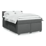 vidaXL Boxspringbett mit Matratze Dunkelgrau 160x200 cm Stoff