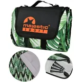 Majestic Sport Picknickdecke 200x200 cm mit 4 Erdankern, Stranddecke mit Wasserdichter Unterseite für 4-6 Personen, Campingdecke mit Tragegriff Ideal für Camping, Strand, Park, Garten Monstera