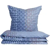 SCHIESSER Bettwäscheset Henka - Feinbiber - 2-teilig - 155 x 220 cm, - Hellblau-braun