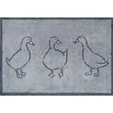 Wash+Dry FUßMATTE Ducks, Grau, Textil, Ente, rechteckig, 60x85 cm Oeko-Tex® Standard 100, für Fußbodenheizung geeignet, pflegeleicht, Teppiche , Böden, Fuß , Stufenmatten, Fußmatten