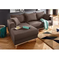 Ecksofa HOME AFFAIRE "Edina L-Form", braun (braun, filzoptik), B:228cm H:83cm T:151cm, Webstoff (100% Polyester);Baumwollmix (50% Baumwolle, 50% Polyester);Baumwollmix (50% Baumwolle, 50% Polyester), Sofas, Ecksofa, auch in Baumwollmix-Bezug, im skandinavischem Stol