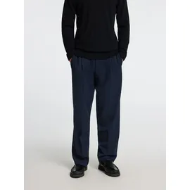 Selected Loose Fit Bundfaltenhose mit Gürtelschlaufen Modell FINN Marine, XXL