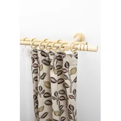 Gardinenstange GARESA "PEMPIA", beige (natur), L:130cm Ø:20mm, Holz, Metall, Gardinenstangen, Vorhanggarnitur, verlängerbar, Knopf m.Ausschnitte, mit Ringe