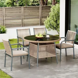 Okwish Gartenmöbel-Set 5-tlg. Beige/Grau