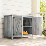 Gartenschrank Aus Holz, Gartenschrank Mit Regalen Und Doppeltüren, 110 X 60 X 88,5 Cm, Hellgrau