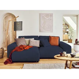 best mobilier Garance – Ecksofa beidseitig montierbar - 4-sitzer – aus Cord Nachtblau