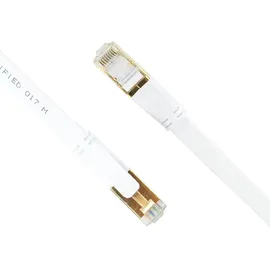 PNI Flaches Netzwerkkabel S/STP CAT8 PNI U8200W, 2 x RJ45, 4 Adernpaare, 28AWG, Kupfer, 40 Gbit/s, 2000 MHz, 20 m, weiß