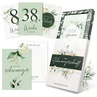 Eulentaler Geschenkkarte I 55 Meilensteinkarten für deine Schwangerschaft I, Von Hebammen gestaltet I Handgemalte Illustrationen Inkl. Geschenkbox