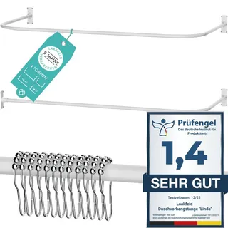 LAAKFELD Duschvorhangstange L-Form 160 x 65 cm weiß