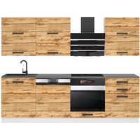 Belini Küchenzeile Küchenblock Madison - Küchenmöbel 240 cm Einbauküche Vollausstattung ohne Elektrogeräten mit Hängeschränke und Unterschr...