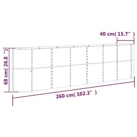 vidaXL Hochbeet Pulverbeschichteter Stahl 260 x 40 x 68 cm Anthrazit