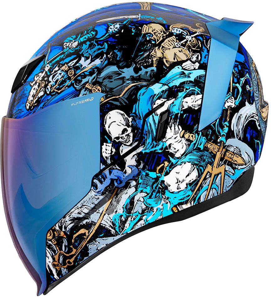 Icon Airflite 4 Horsemen, casque intégral - Noir/Bleu/Blanc/Or - M