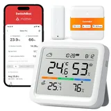 SwitchBot Wlan Wetterstation Funk mit Außensensor, Hygrometer Thermometer Innen, Temperatursensor mit Außenthermometer und Matter Hub, Kompatibel mit Alexa, Apple Home, Google Home