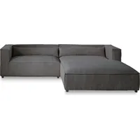 best mobilier Ela– Ecksofa rechts, cordsamt 4-sitzer moderner stil - dunkelgrau