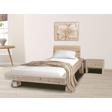 Casamia Holzbett Zirbenholzbett Zirbenbett Balkenbett Bett Mia 1 Zirbe massiv beige 130 cm x 232 cm x 90 cm