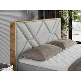 MKS Meble Boxspringbett 160x200 mit Bettkasten, Polsterbett 160x200 mit Matratze H3, Boxspringbett 160x200 mit Kopfteil, Boxspringbett mit Massivholz - Gunar... - Hellgrau