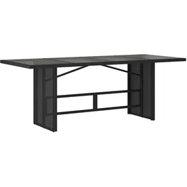 vidaXL Gartentisch mit Glasplatte 190 x 80 x 74 cm Schwarz