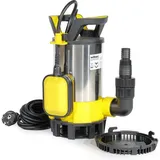 Wiltec 3 in 1 Flachsauger Tauchpumpe Edelstahl 550 W, Schmutzwasserpumpe 12500 l/h, Flachwasserpumpe mit Schwimmer, Flachsaugpumpe für Keller