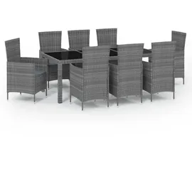 vidaXL Garten-Essgruppe 9-tlg. Grau
