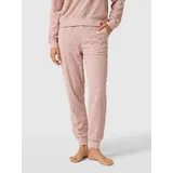 Jogpants mit Allover-Label-Muster aus Frottee Modell 'TERRY ME', Rosa, S