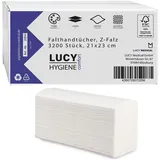 LUCY Hygiene Papierhandtücher N-Falz für Spender | 2-lagig, 23x21cm | 3200 Blatt | 100% Zellstoff, Hochweiß | saugstark, reißfest & weich |Optimal für N-Falz (INTERFOLD bzw. MULTIFOLD) Handtuchspender