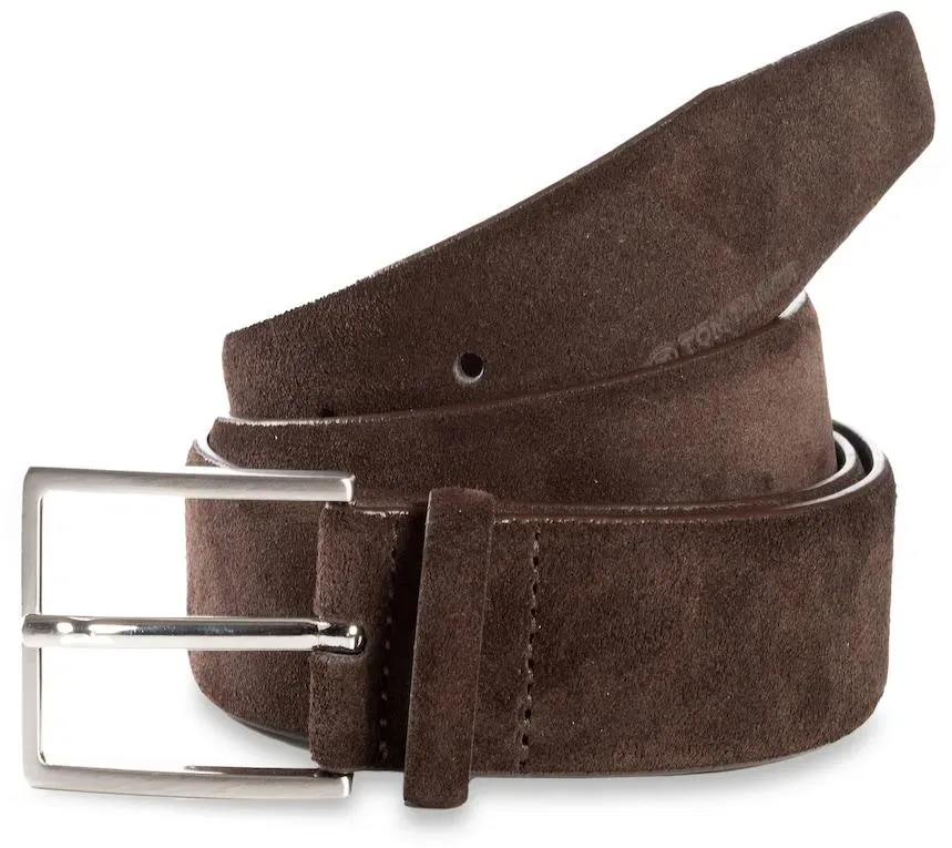 TOM TAILOR Herren TTLOGAN Velourledergürtel mit eckiger Dornschließe, braun, Uni, Gr. 80